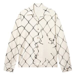 NEVERMIND‎ Broken Fence Camp Collar Long Sleeve Shirt